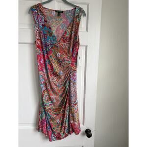 NWT Ralph Lauren Paisley Body Con Dress Size Large